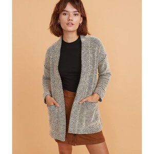 Marine Layer Birdseye Cardigan Medium Black Cream